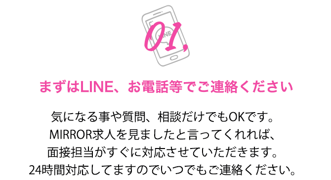 まずはLINE、お電話等でご連絡ください